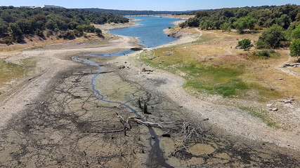 dam with little water during the summer