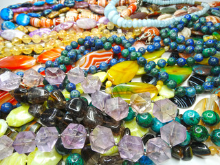 Fototapeta premium jewelry fashion beads necklace background with colorful crystals