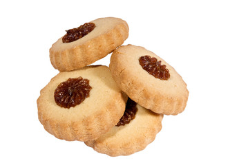 Baking sweet cookies with filling on a white background