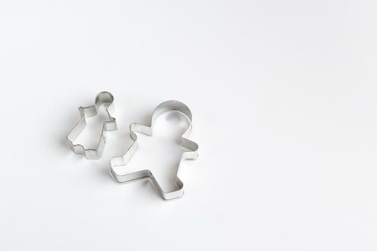 Metal Cookie Cutters On White Background