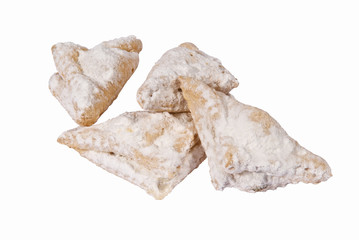 Baking sweet cookies with filling on a white background