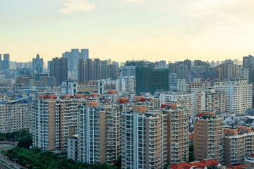 Obraz premium A dense cluster of buildings in the city.Panorama of Quanzhou, China.