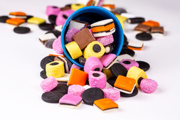 Liquorice allsorts fondant and licorice sweets or candy studio isolated