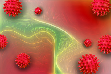 Abstract coronavirus molecule on red background. Coronavirus concept.