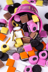 Liquorice allsorts fondant and licorice sweets or candy studio isolated