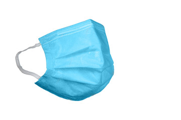 Surgical mask on a white background. Corona virus protection concept. Respiratory medical respiratory textile protective mask.