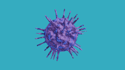 coronavirus COVID-19 under the microscope isolated on blue background , 3d illustration .clipping path.