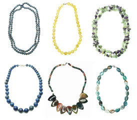 jewelry fashion beads necklace background with colorful crystals