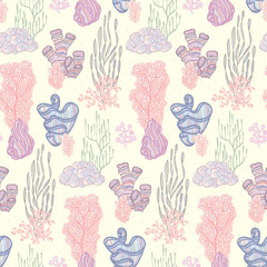 Coral and Algae vector graphic colorful pattern