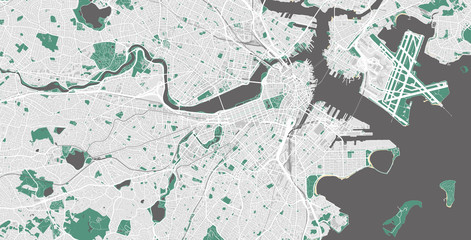 Detailed map of Boston, MA, USA