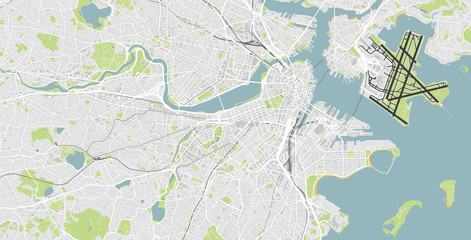 Detailed map of Boston, MA, USA