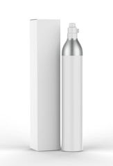 Blank  Food Soda Maker CO2 Aluminum Bottle Cylinder For Branding And Mockup, 3d render illustration.