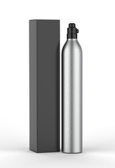 Blank  Food Soda Maker CO2 Aluminum Bottle Cylinder For Branding And Mockup, 3d render illustration.