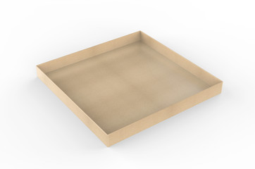 Blank super market product display cardboard tray for branding, 3d render illustration.