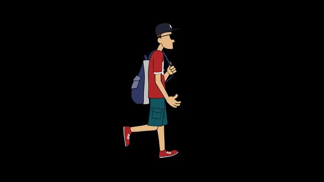Man walk cycle. Loop animation with included alpha channel.