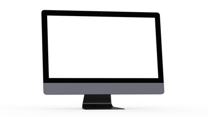 Fototapeta premium flat monitor white screen computer, pc display digital illustration screen and slim 3d