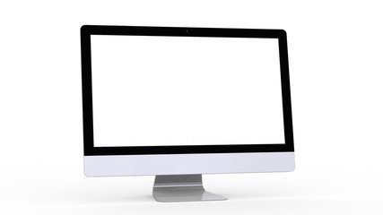 Fototapeta premium flat monitor white screen computer, pc display digital illustration screen and slim 3d