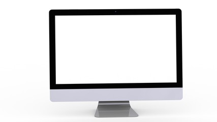 Fototapeta premium flat monitor white screen computer, pc display digital illustration screen and slim 3d