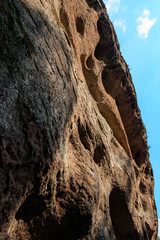 Danxia landform in China. Mountain forest pictures.