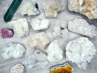 geological set crystals and minerals semigem stones