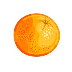 Orange fruit logo isolated on white, textured flat vector illustration. Graphic color label element for design.