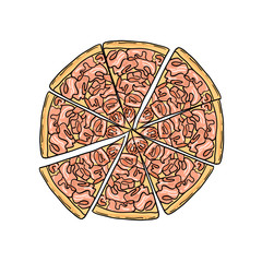 Pizza vector illustration. Hand drawn food illustration.