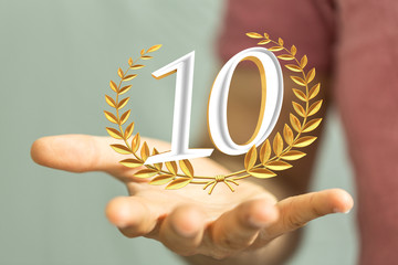 10 years anniversary celebration logotype with elegant celebration.