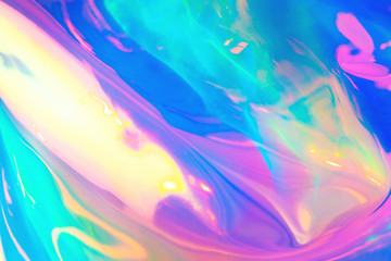 Blurred texture in violet, pink and mint colors. Abstract trendy holographic background in 80s...