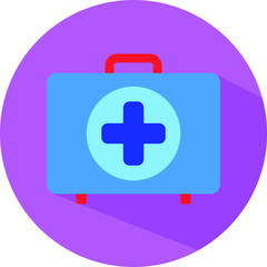 Fototapeta premium First aid kit flat icon on pink background, vector symbol