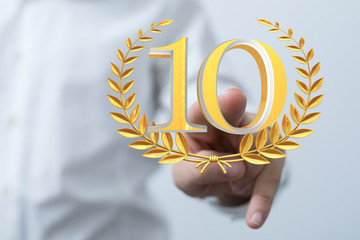 10 years anniversary celebration logotype with elegant celebration.