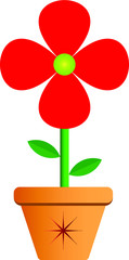 easy to use and edit illustration vector image of a simple home red flower