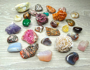 geological set crystals and minerals semigem stones