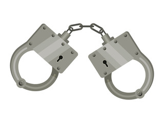 Vector illustration metallic handcuff isolated