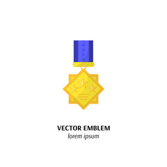 Golden medal with ribbon first place winner award vector