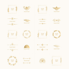 Set of golden vintage frames and borders