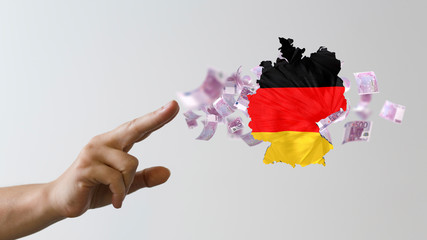 map of Germany. Wire frame 3D mesh polygonal network line, design.