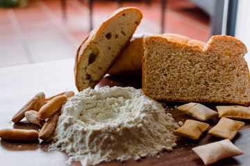 different kinds of breads with flour