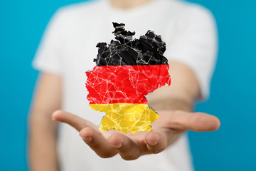 map of Germany. Wire frame 3D mesh polygonal network line, design.