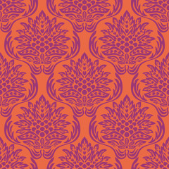 Damask seamless flower pattern. Ancient pattern ornament in vector. Wallpaper, fabric, or interior decoration in vector