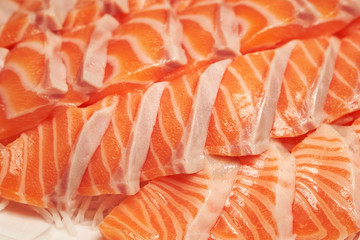 Salmon sashimi, fresh raw salmon 