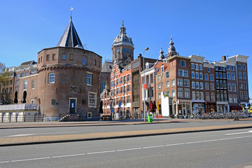 Fototapeta premium City scenic from Amsterdam in the Netherlands with the Niklaas church