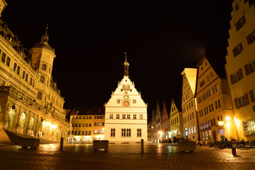 Fototapeta na wymiar Market Square of Rothenburg ob der Tauber at night, Germany