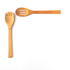 bamboo shovels on a white background