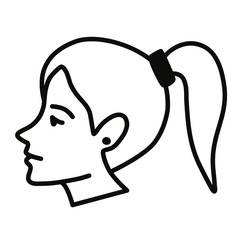 Hairstyle with a ponytail. Styling. Female hairstyle icon set. Simple vector illustration.