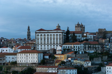 Fototapeta na wymiar Viewpoint to the historical part of the city of Porto. Blue hour.