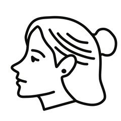 Hairstyle with a bun. Styling.  Female hairstyle icon set. Simple vector illustration.