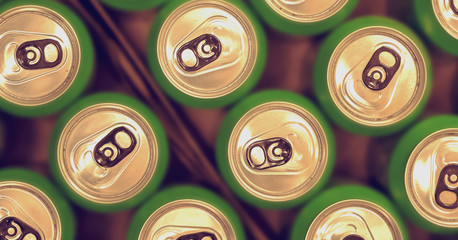 beer cans package in container background