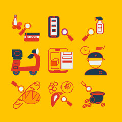 Food background - food blogging, reading about food, searching for recipes or ordering food online.line design style.