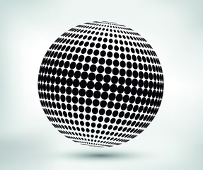 Halftone sphere logo .Dotted 3d sphere.