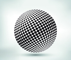 Halftone vector logo template.Abstract dotted sphere.